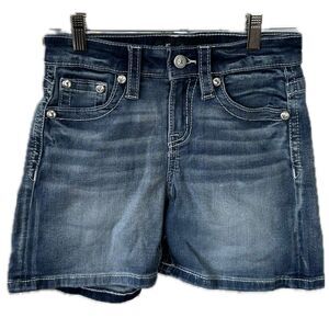 Stella In Dreams Juniors Embellished Dark Wash Factory Faded Denim Shorts 5/27